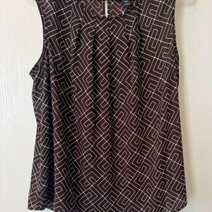 Worthington Brown Geometric Sleeveless Blouse